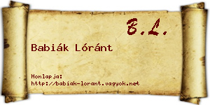 Babiák Lóránt névjegykártya